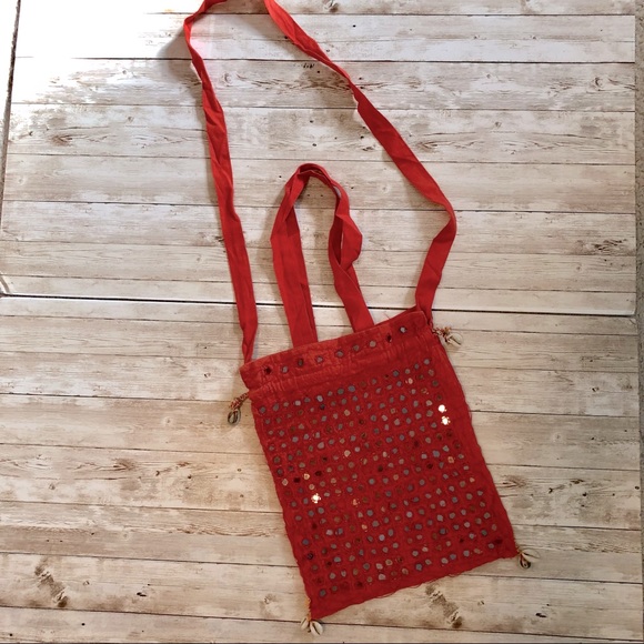 Bohemian mirrored cross-body bag, hand embroidered with cowrie shell detail - Picture 3 of 15